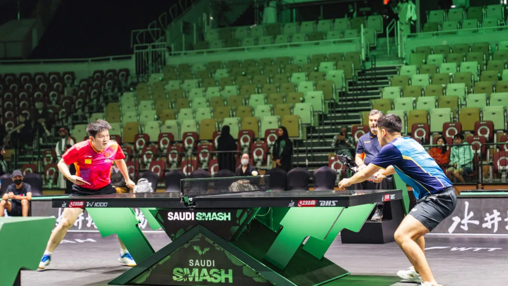 Table tennis match in Saudi Arabia.