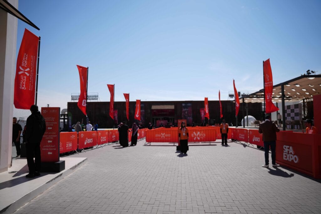 Sports expo entrance.