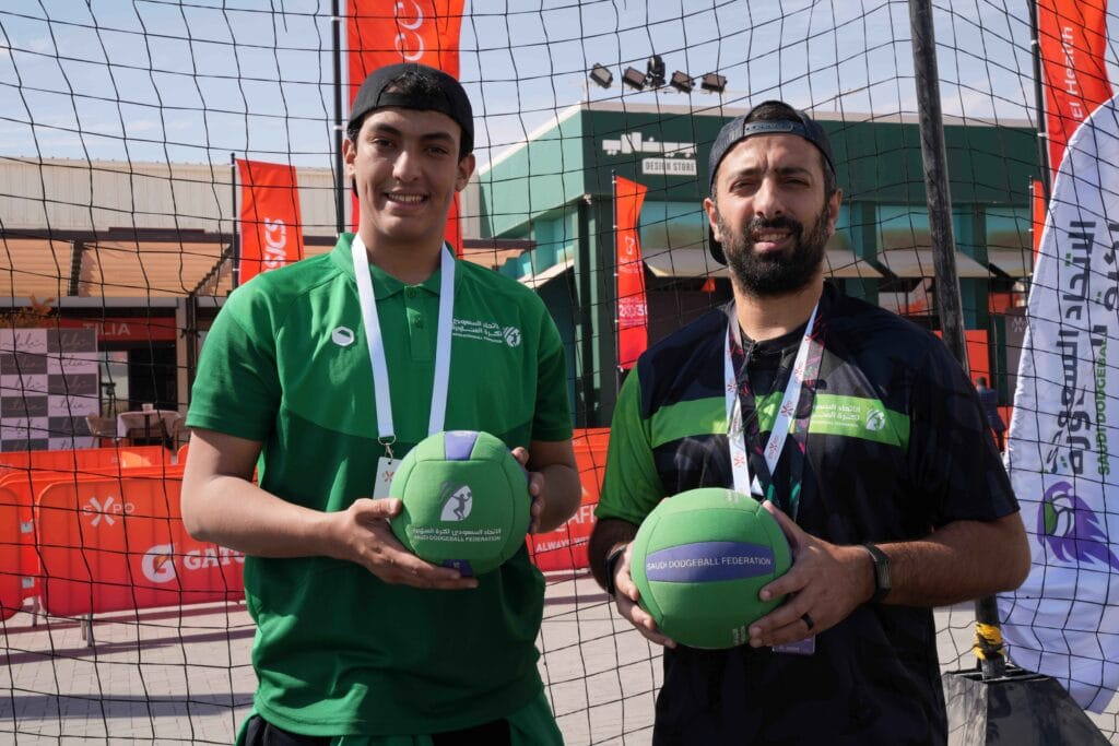Dodgeball players with medals.