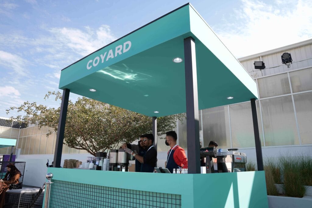 Coyard coffee stand outdoors.