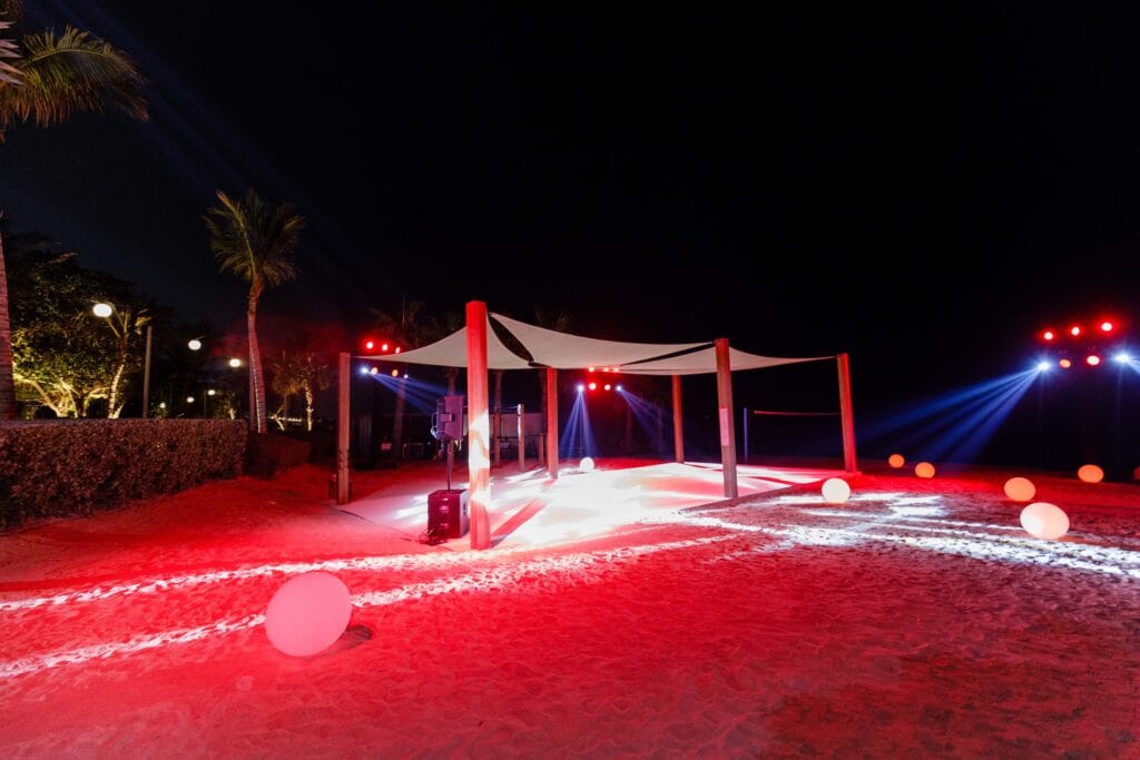 Beach party nighttime event.